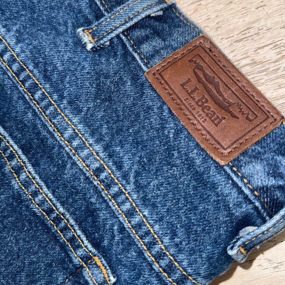 Vintage LL Bean flannel plaid lined high rise mom jeans dark wash insulated 22W - Picture 6 of 9